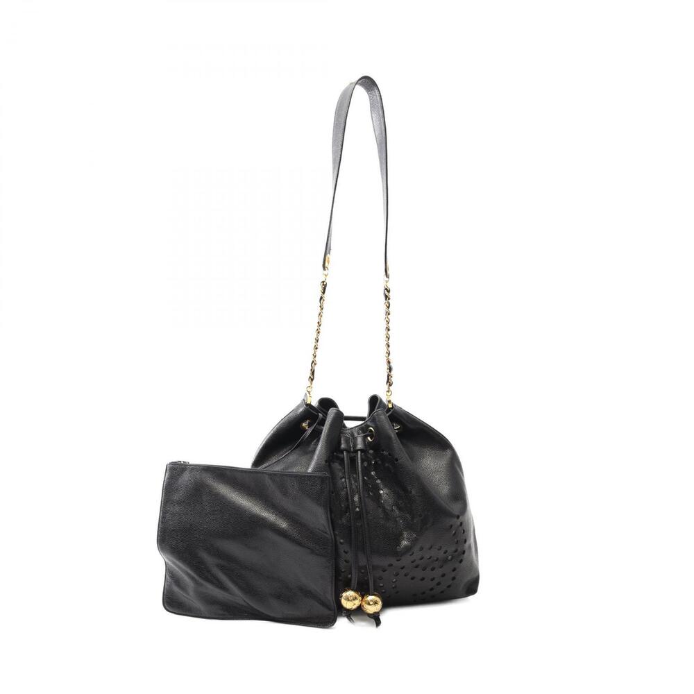 Chanel Triple Coco Mark Shoulder Bag Black Grained Calfskin Caviar